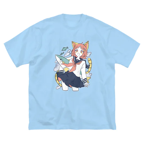 魚とケモ耳女子 ビッグシルエットTシャツ