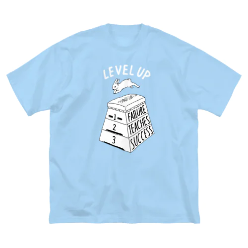 LEVEL UP FTS しろいロゴ ビッグシルエットTシャツ