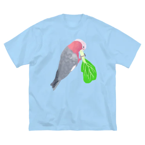 チンゲン菜食べるモモイロインコ ビッグシルエットTシャツ