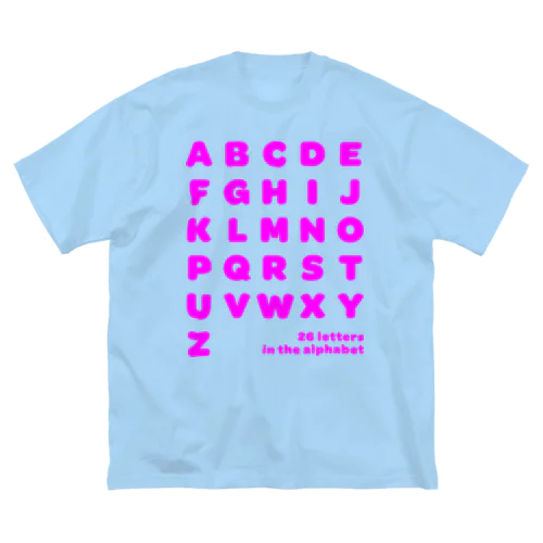 26 letters in the alphabet【Tshirt】【Design Color : Pink】【Design Print : Front】 ビッグシルエットTシャツ