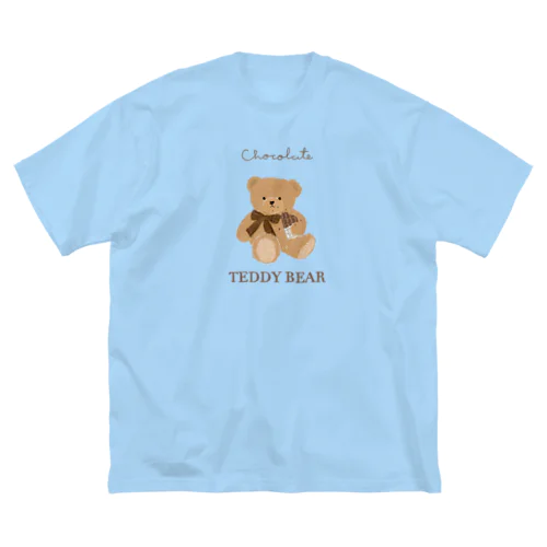 板チョコを食べるテディーベアー(キャラメル) ビッグシルエットTシャツ