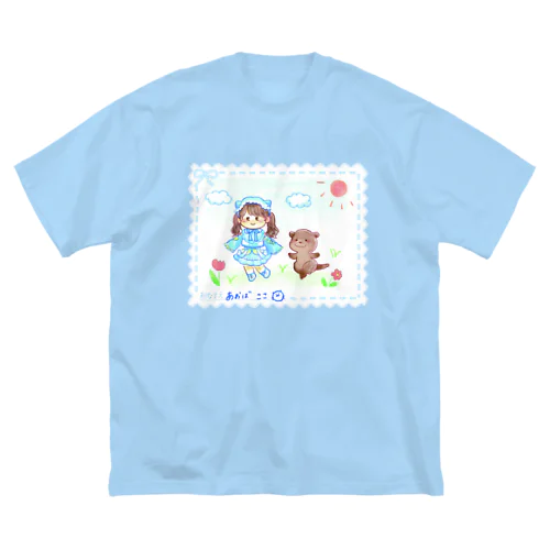 ここちゃんとかわうそ ビッグシルエットTシャツ