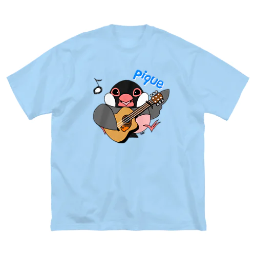 文鳥音楽ピケ（ピケ、ギターver） ビッグシルエットTシャツ