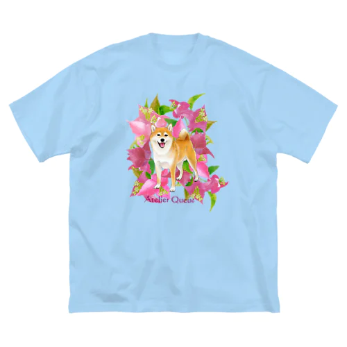 柴犬とブーゲンビリア ビッグシルエットTシャツ