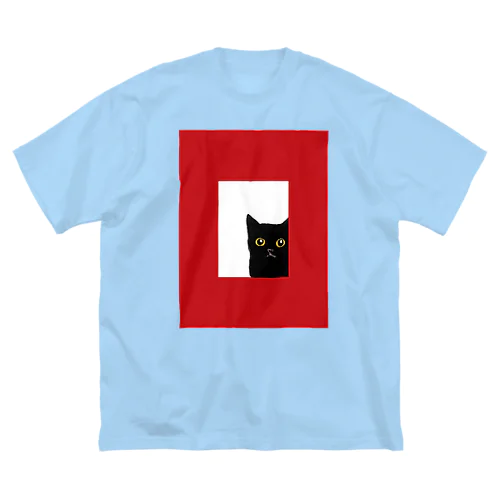 赤い窓と黒猫 ビッグシルエットTシャツ