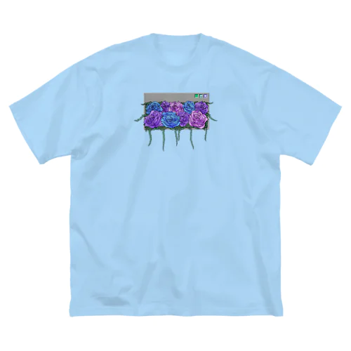 窓際のお花 (青) ビッグシルエットTシャツ