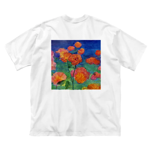 着る絵画　薔薇　と　薔薇の微笑みグッズ ビッグシルエットTシャツ