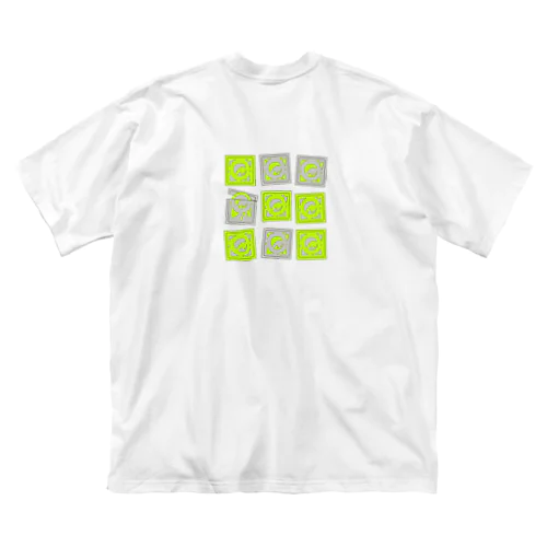 こんど〜むTシャツ｜yellow green×gray 루즈핏 티셔츠
