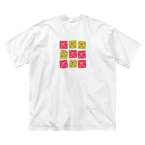 こんど〜むTシャツ｜pink × yellow green 루즈핏 티셔츠