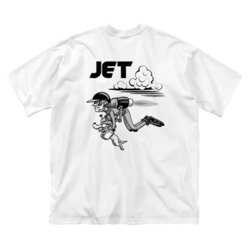 happy dog -JET- (black ink) ビッグシルエットTシャツ