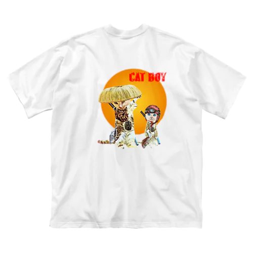 三度笠CAT BOY  ビッグシルエットTシャツ