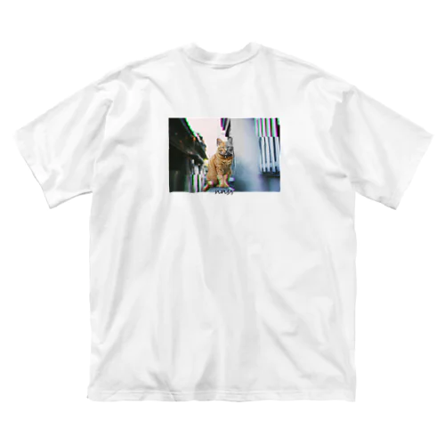 猫-NNSS-2020"glitch" ビッグシルエットTシャツ