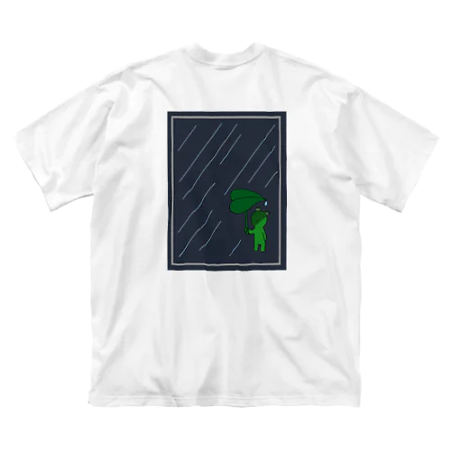 雨の日の蛙 ビッグシルエットTシャツ