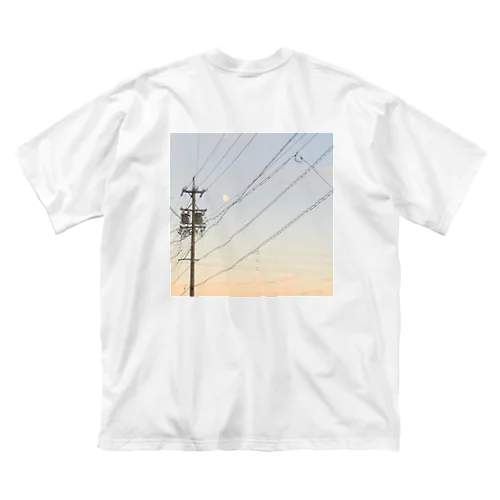 電柱と月 ビッグシルエットTシャツ