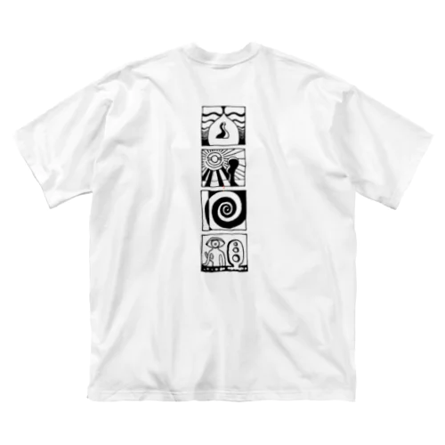 太陽の眼 文字絵SP(黒/縦長/両面) ビッグシルエットTシャツ