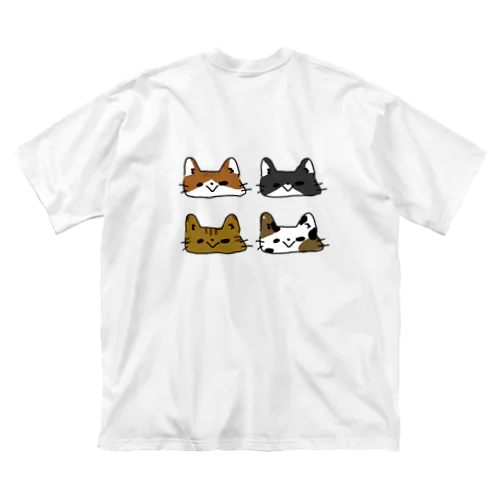 ねこねこ(ｳｼﾛ) ビッグシルエットTシャツ