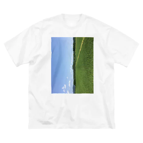 春の水田風景 ビッグシルエットTシャツ