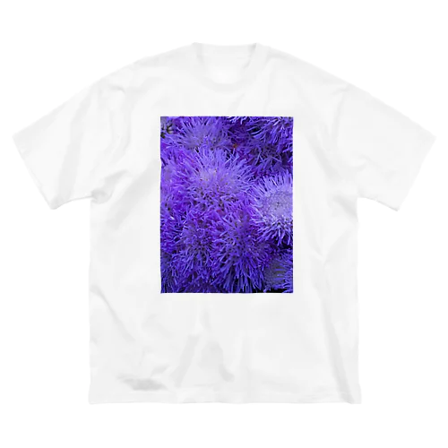 ふわふわ紫色の花 ビッグシルエットTシャツ