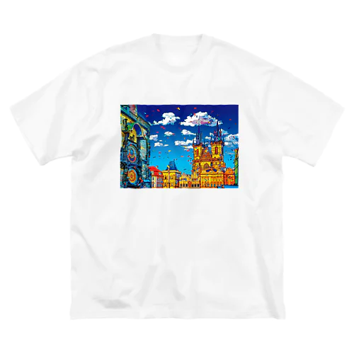 チェコ プラハの天文時計とティーン教会 Big T-Shirt