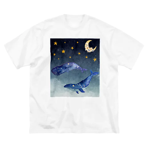 夜を泳ぐクジラ ビッグシルエットTシャツ
