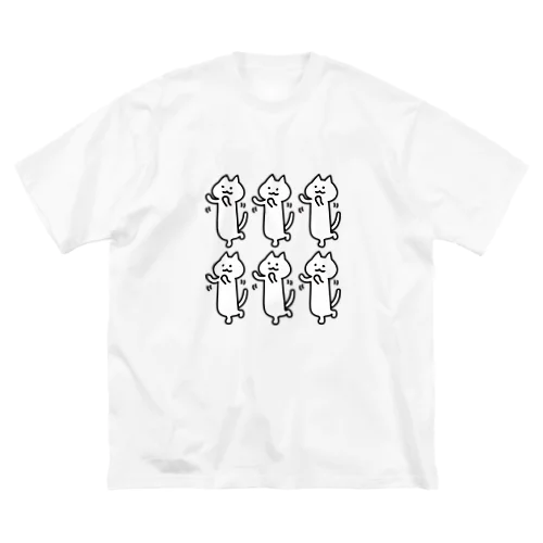 おどるねこ（太ライン） ビッグシルエットTシャツ