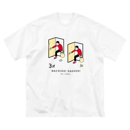 まちがいさがしシリーズ#01「DOOR」レッド ビッグシルエットTシャツ