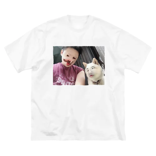 人面犬&犬面人　(赤) ビッグシルエットTシャツ