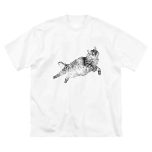 寝そべりもさもさねこ ビッグシルエットTシャツ