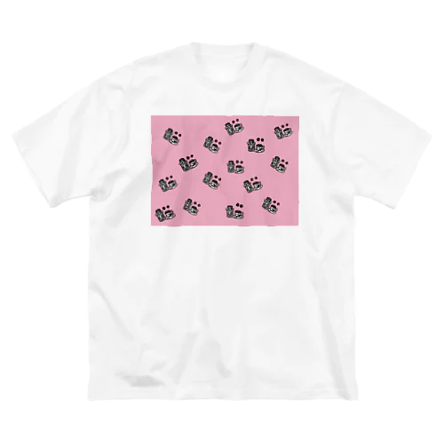 珈琲好きカフェ　ピンク ビッグシルエットTシャツ