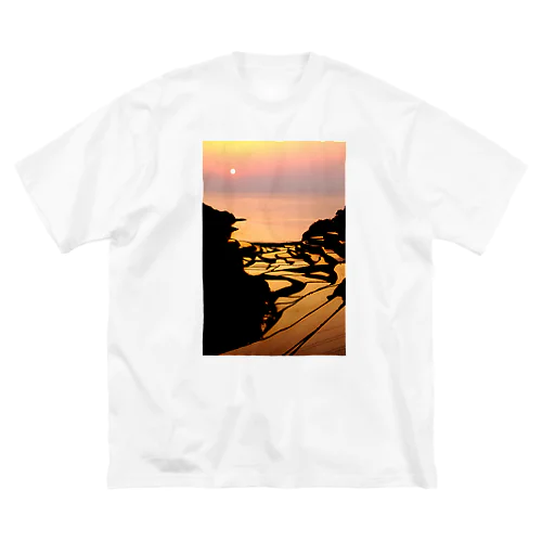 夕陽と棚田 Big T-Shirt