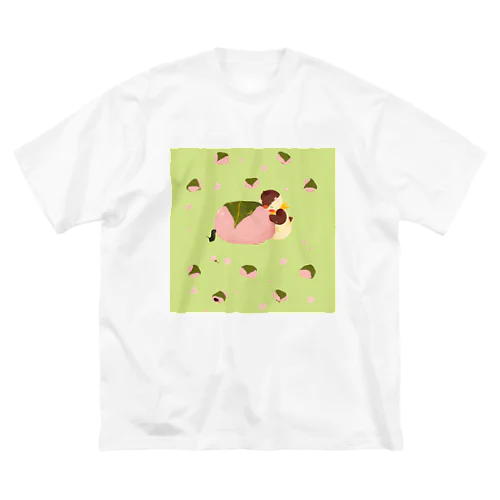 桜餅雀 ビッグシルエットTシャツ