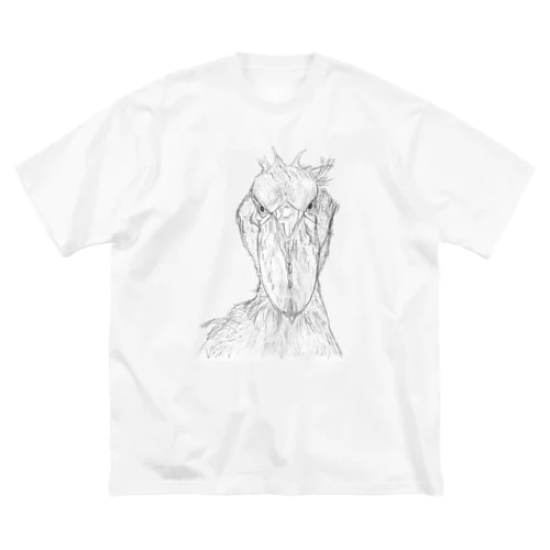 [森図鑑] ハシビロコウの顔 鉛筆画 Big T-Shirt