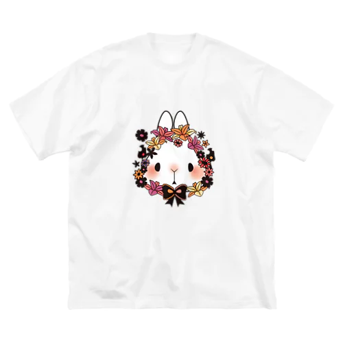 フラワーバニー(orange) ビッグシルエットTシャツ