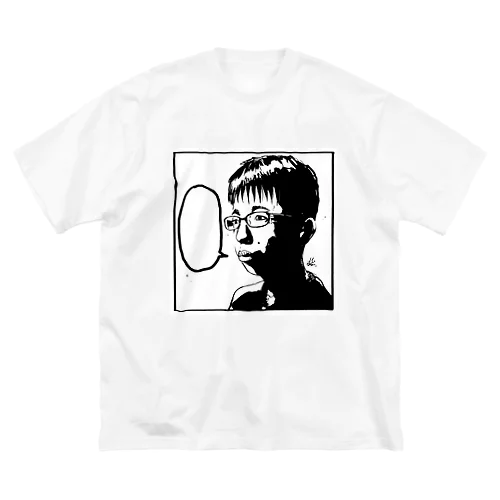 チー牛を描いた本人が出すグッズ【No.001-モノクロ】 ビッグシルエットTシャツ