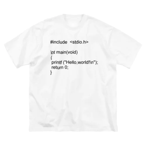 C言語 HelloWorld 黒一色 ビッグシルエットTシャツ