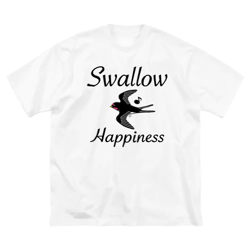 ツバメ・イラスト・燕・音符・鳥・Swallow・スワロウ・幸せを運ぶ鳥・スワロー・幸福の象徴・縁起がいい・つばめ・かわいい・Tシャツ・デザイン・飛ぶツバメ・幸運グッズ ビッグシルエットTシャツ