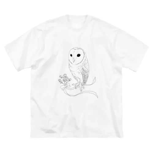 メンフクロウと花 ビッグシルエットTシャツ