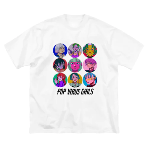 POP VIRUS GIRLS 【文字:黒】 ビッグシルエットTシャツ
