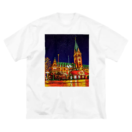 ドイツ ハンブルク市庁舎広場のサンタクロース ビッグシルエットTシャツ