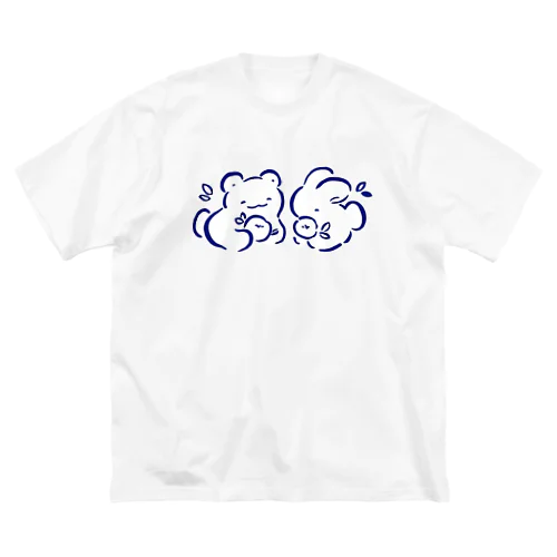 くまとうさぎと花々 ビッグシルエットTシャツ