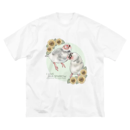 【No.1】I LOVE JAVA SPARROW（ごま塩柄） Big T-Shirt