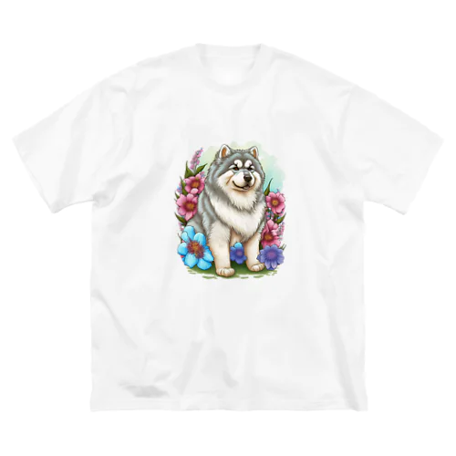 花アラスカの子犬。 愛犬家のためのキュートなデザイン。 Big T-Shirt