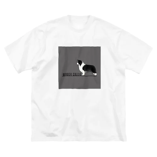 ボーダーコリー　モノクロver ビッグシルエットTシャツ