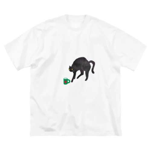 Black cat and green cup Big T-Shirt