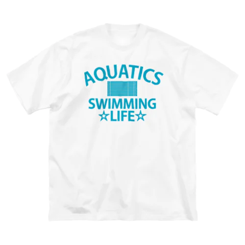 水泳競技・競泳・スイミング・アクアティクス・夏・SWIMMING・すいえい・グッズ・フリーリレー・Tシャツ・スポーツ・男子・女子・かっこいい・かわいい・プール・自由形・平泳ぎ・背泳ぎ・バタフライ ビッグシルエットTシャツ