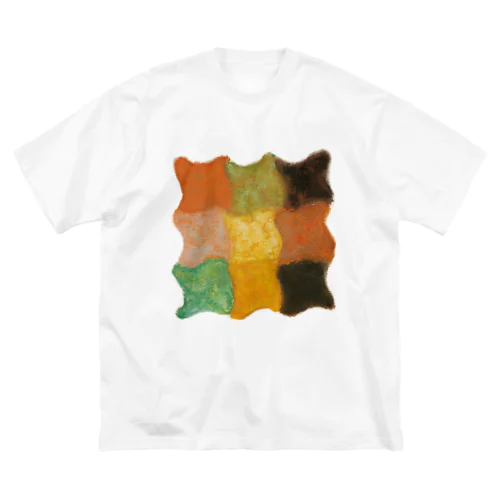 オレンジ、イエロー、グリーンの抽象画 ビッグシルエットTシャツ