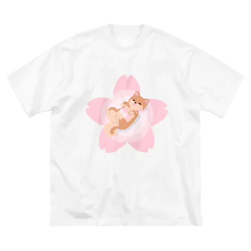 柴犬×桜 ビッグシルエットTシャツ