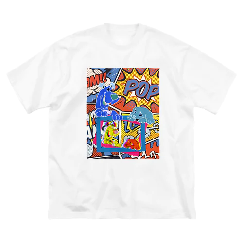 アメキャラ風ドッグ ビッグシルエットTシャツ