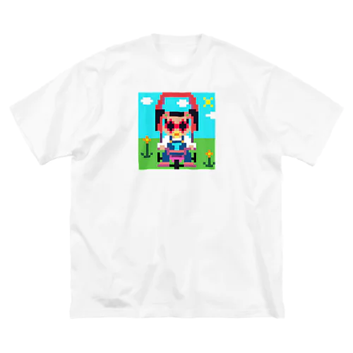 01ドット絵　ruruちゃん/三輪車でお散歩　 ビッグシルエットTシャツ