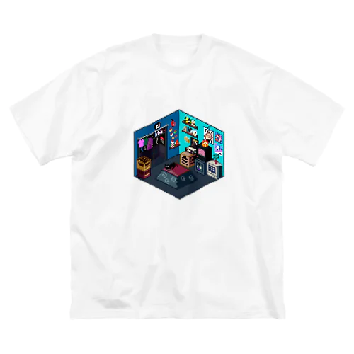 VA-11 Hall-A ジルの部屋風なピクセルルームTシャツ【白】 ビッグシルエットTシャツ